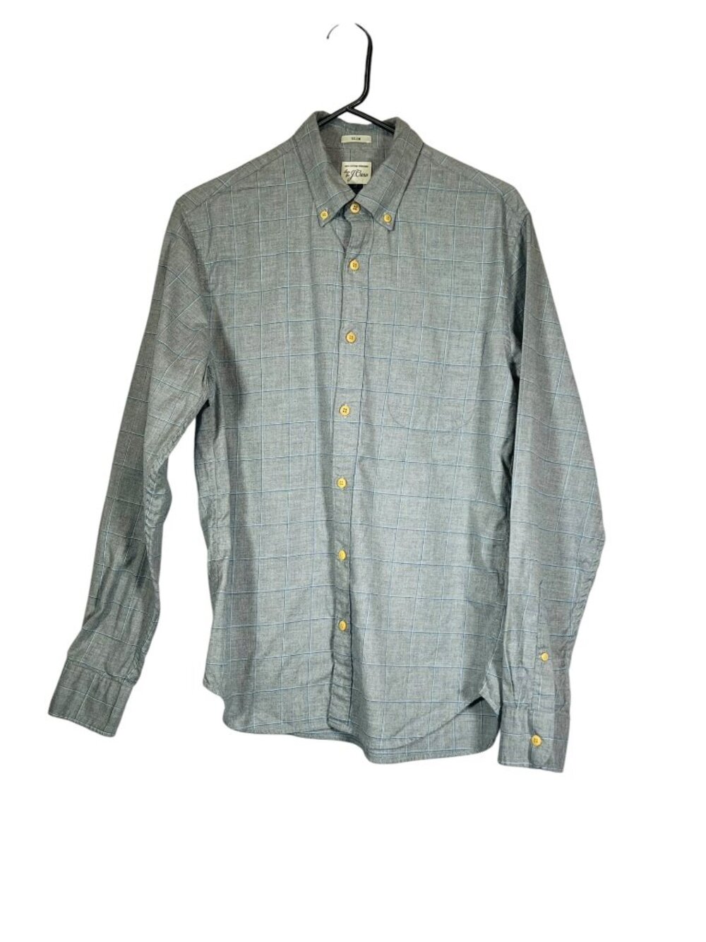 J.Crew Slim Windowpane Button Down Shirt Mens M Gray Blue Studio Rental